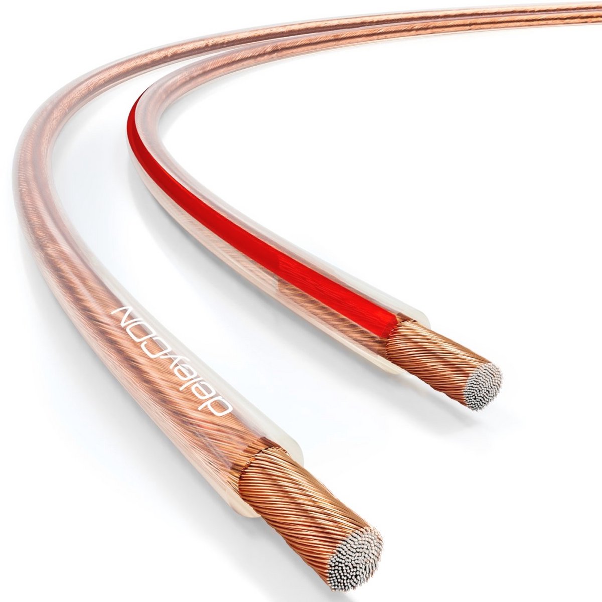 25m Luidsprekerkabel 2x 1,5mm² met Polariteitsmarkering - Transparant