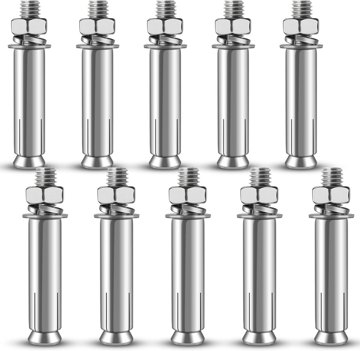 Boutenanker M8 x 60 mm - Zware roestvrijstalen ankers voor wandbouw en meubels - 10 stuks