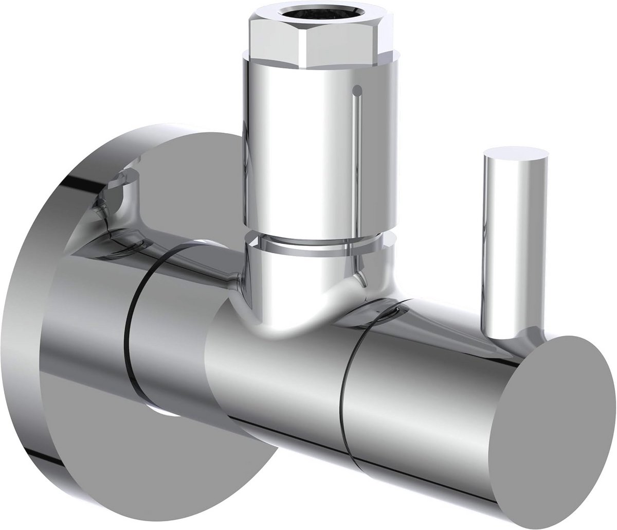 Hoekventiel met snelsluiting voor koud- en warmwaterleidingen - chroom