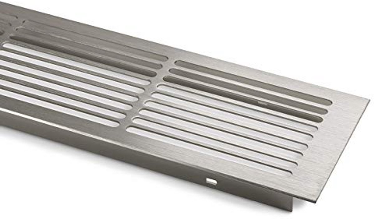 Ventilatierooster Sleufperforatie 500 x 86 mm Aluminium met RVS-look