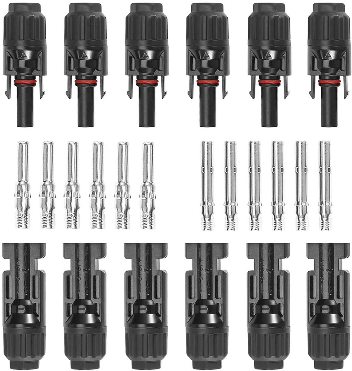 Zonnepaneel Kabel Connectoren - 5 Paar Mannelijke/Vrouwelijke Connectoren met Dubbele Seal Ringen - Waterdicht en Duurzaam
