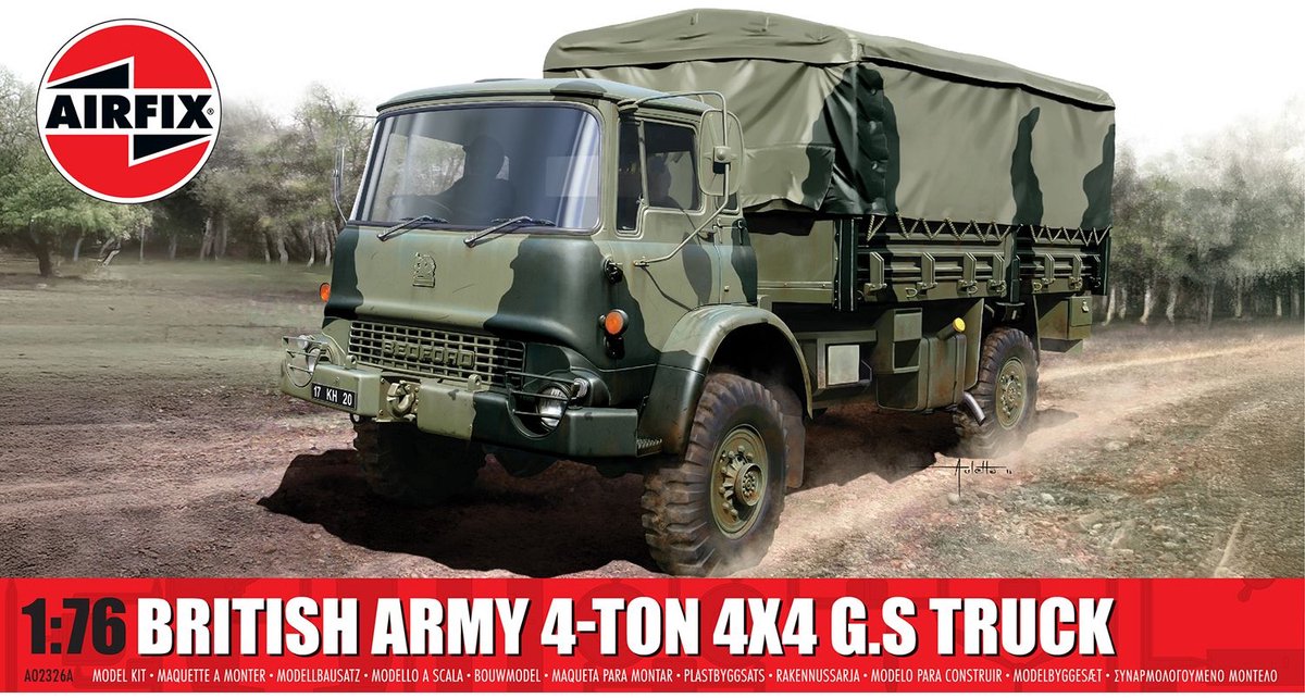 Airfix Modelbouwpakket Auto - 02326A Bedford MK - Britse 4-Ton 4x4 G.S.-vrachtwagen - Militair Voertuig Plastic - 1:76 - Modelbouw