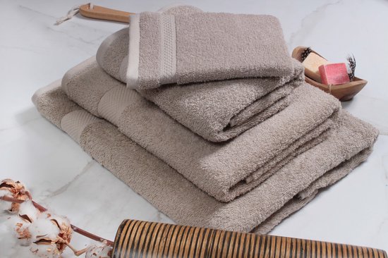 Handdoeken DoubleDry XL 70 x 140 cm - Lot de 6 - Qualité Hotel 500 g/ m2 - 6 x Taupe