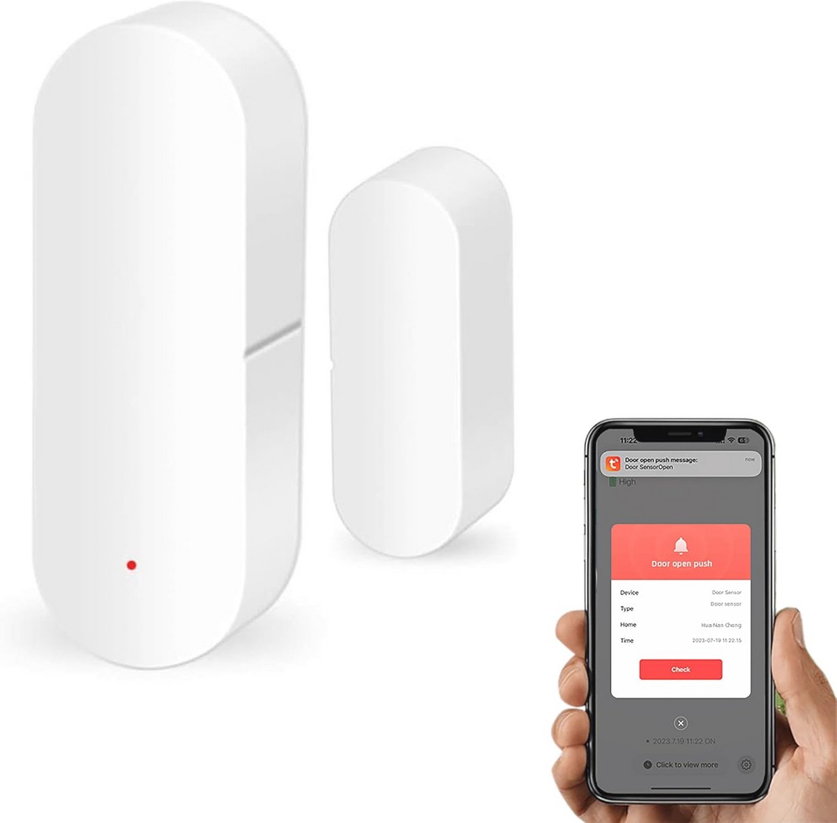 Draadloze Wifi Deursensor met Realtime Waarschuwingen en Alexa/Google Assistant Compatibiliteit