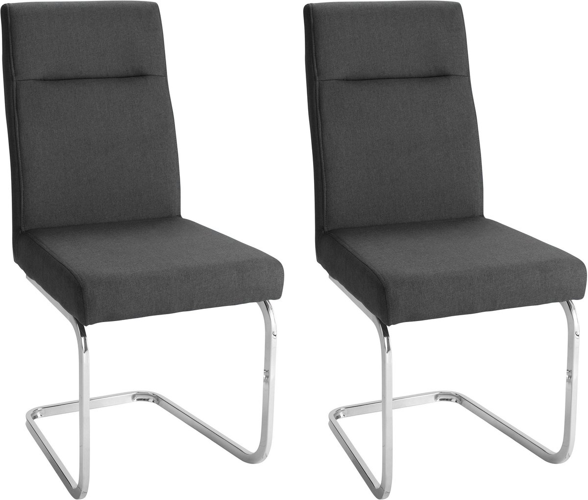 Notio Living Lydia-Eetkamerstoel - Set van 2 - Antraciet Stof Grijs