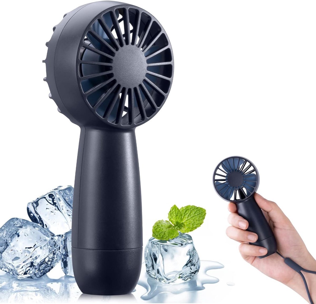 Home & Marker - Handventilator Oplaadbaar - Draagbare Mini Ventilator - 3 Snelheden - Met Statief - 2000mAh - USB - Zwart - HANDCOLIO