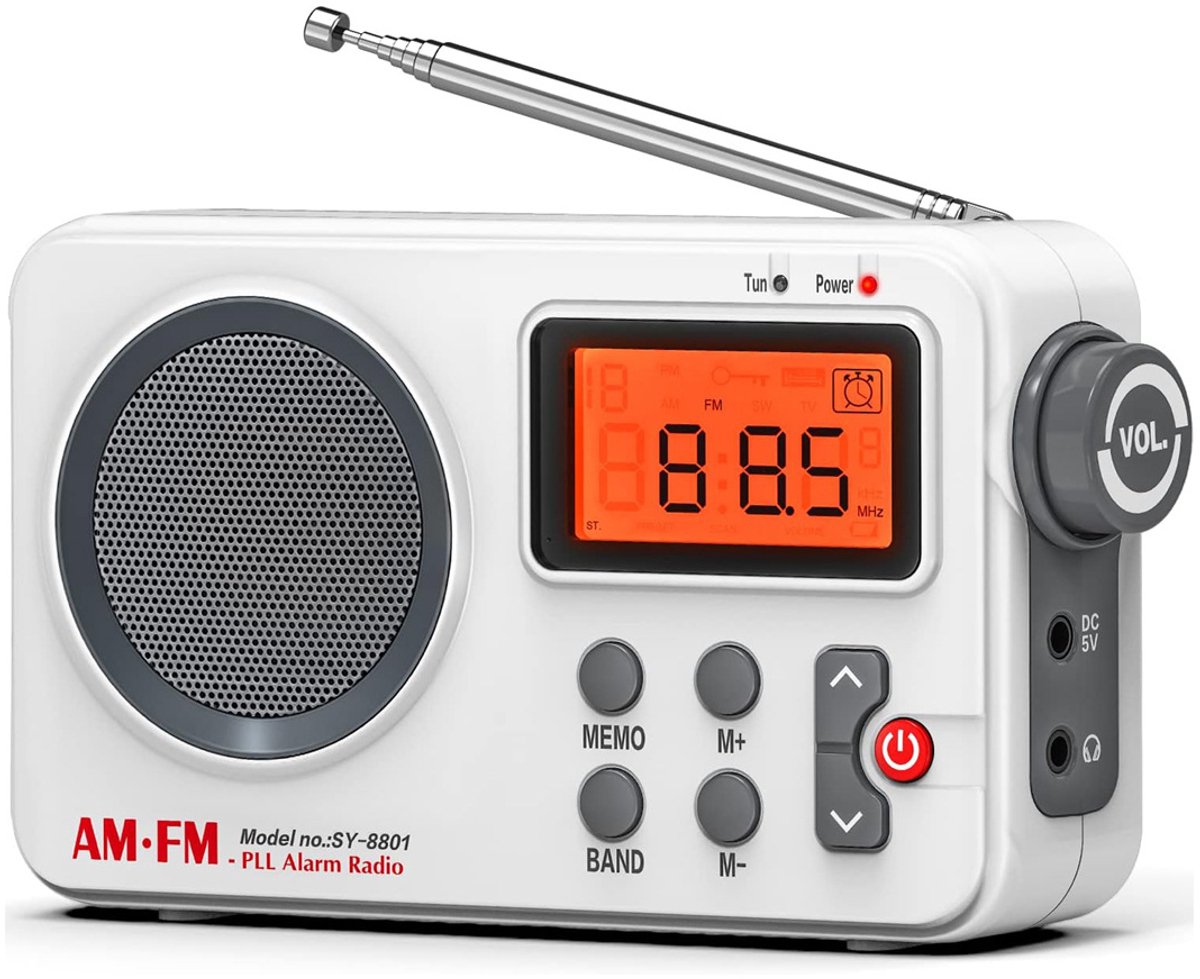 Radio - FM AM-radio - Draagbare radio - Timer- en wekkerradio - Wit - Kunststof