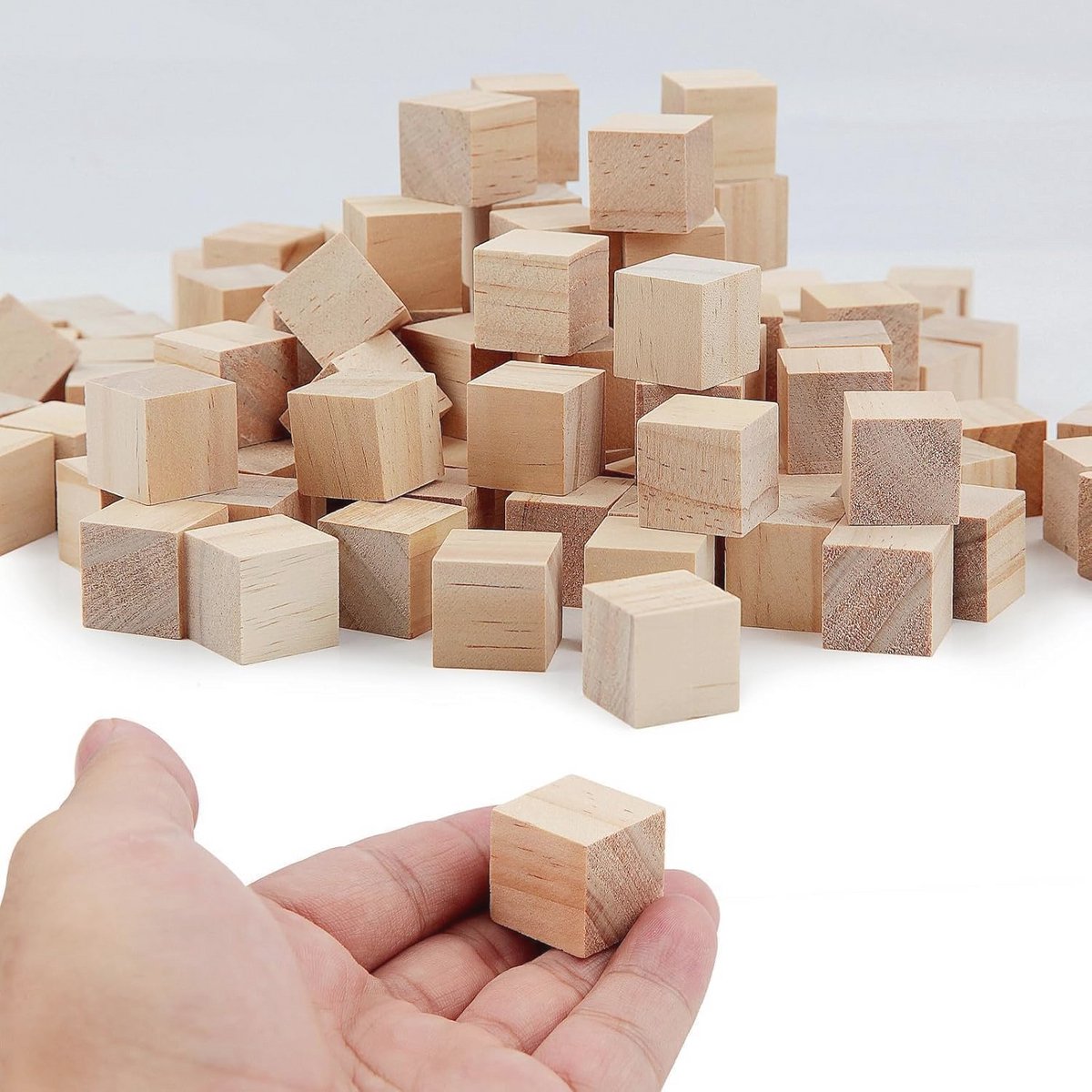 9 Stuks Houten Dobbelstenen 50 mm - Blanco Houten Blokken voor Creatief Knutselen