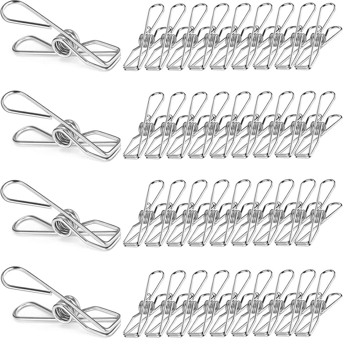 Roestvrijstalen Wasknijpers - 48 Stuks, 6 cm - Multifunctioneel en Robuust