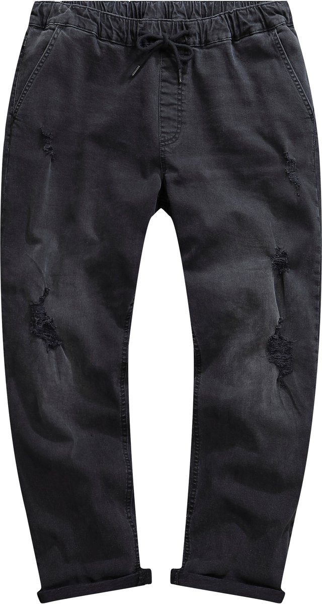 STHUGE - Heren - Jeans FLEXLASTIC® denim destroyed-look vintage - Zwart - Maat XXL
