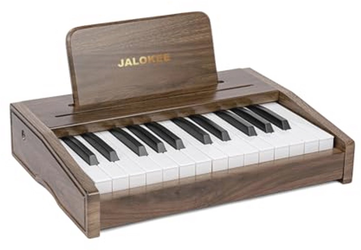 JALOKEE Kids Piano Keyboard, Digital Piano for Kids, Music Educational Instrument Toy, Wooden Piano for 3+ Girls and Boys (Walnut, 25 Keys)