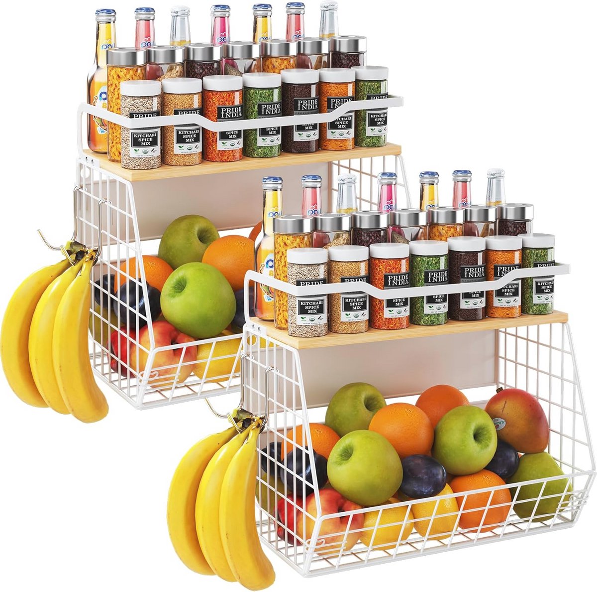 Magnetische koelkast plank - Opbergmand voor fruit, kruiden en snacks (wit, 13,75 x 6,75 x 11,8)