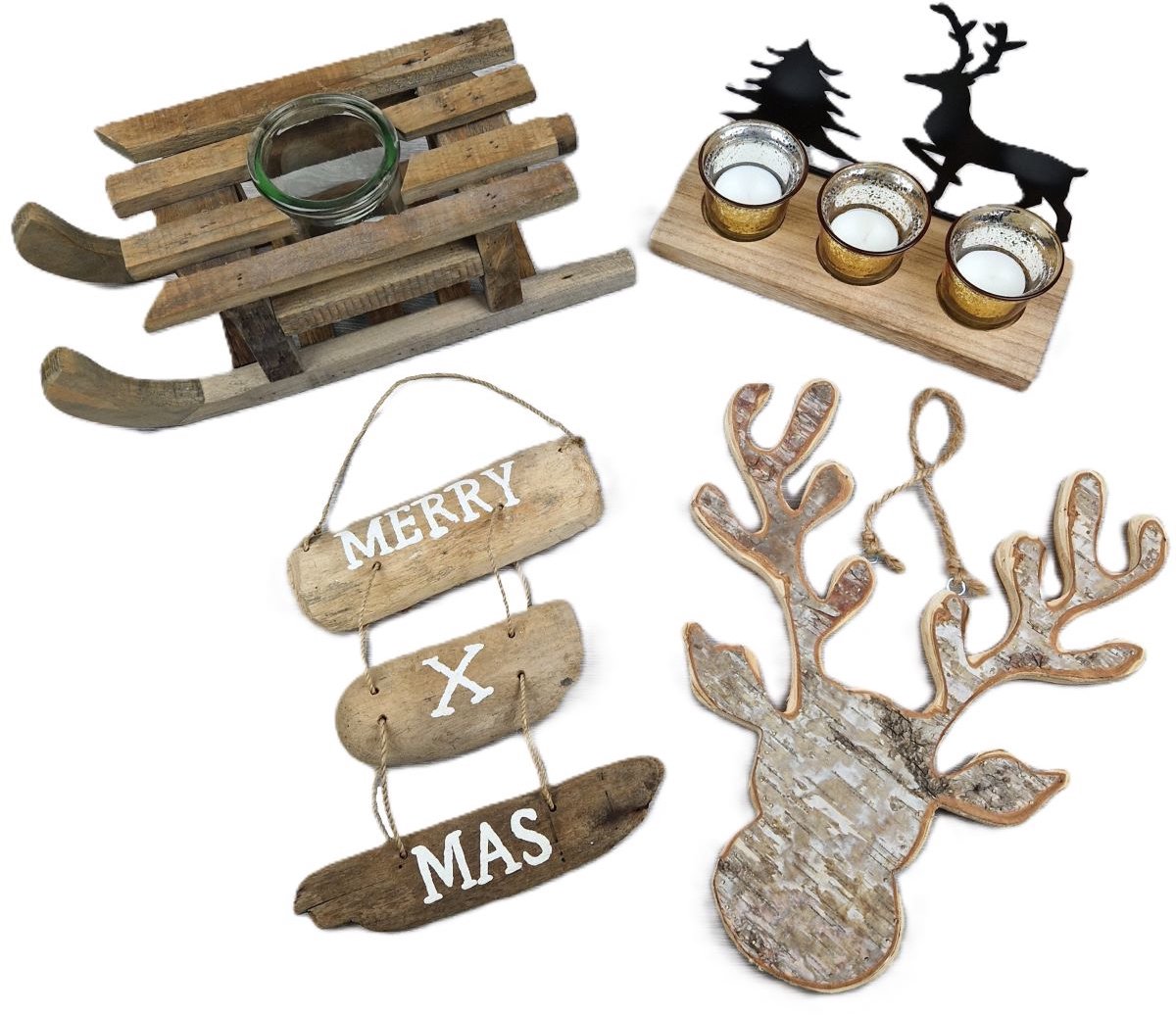 MigoStyling - Kerstpakket - Kerstcadeau - Hert - Slee - Merry X Mas - waxine licht - Decoratie - Kerstversiering