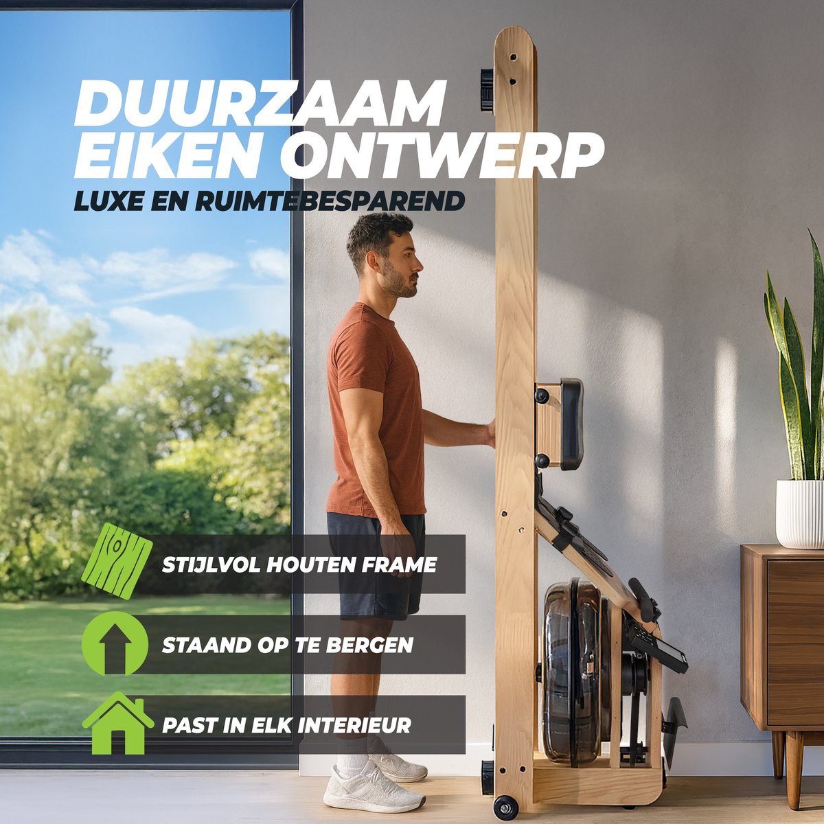 VirtuFit Elite Roeitrainer Waterweerstand Eikenhout Bruin - afbeelding 2
