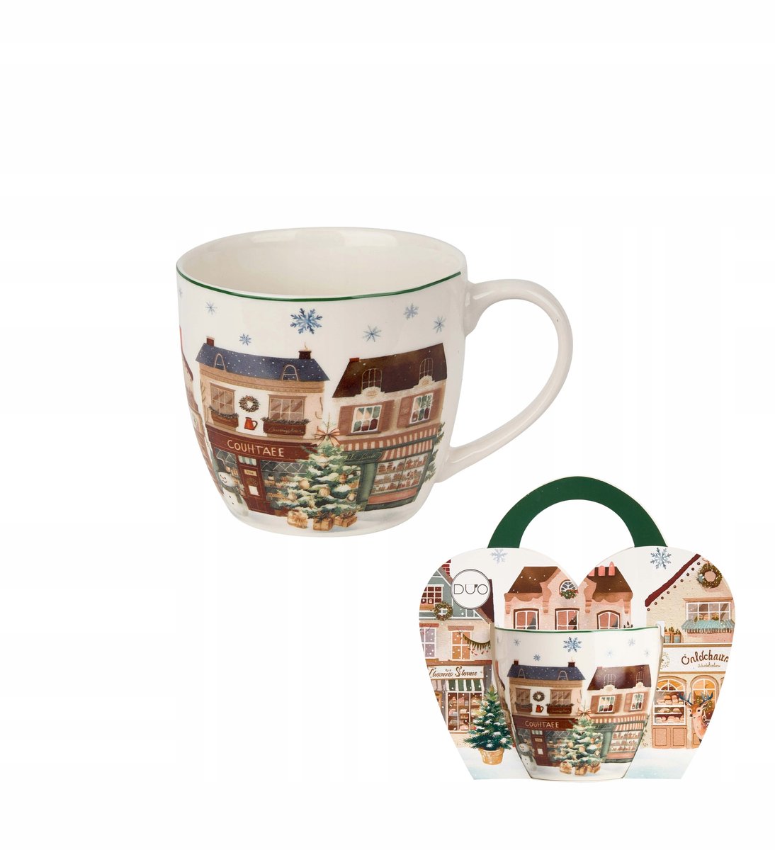 Duo Mok 460 ml "in mandje" Kerststad 2 - Kerstcollectie