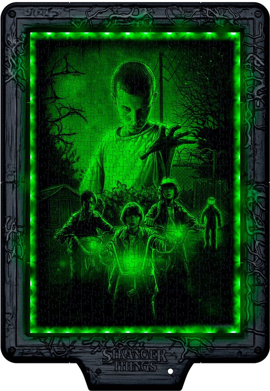 Puzzle Stranger Things Monde à L'Envers 520 Pièces - Cadre Lumineux LED, 3 Images Révélées, Dès 14 Ans