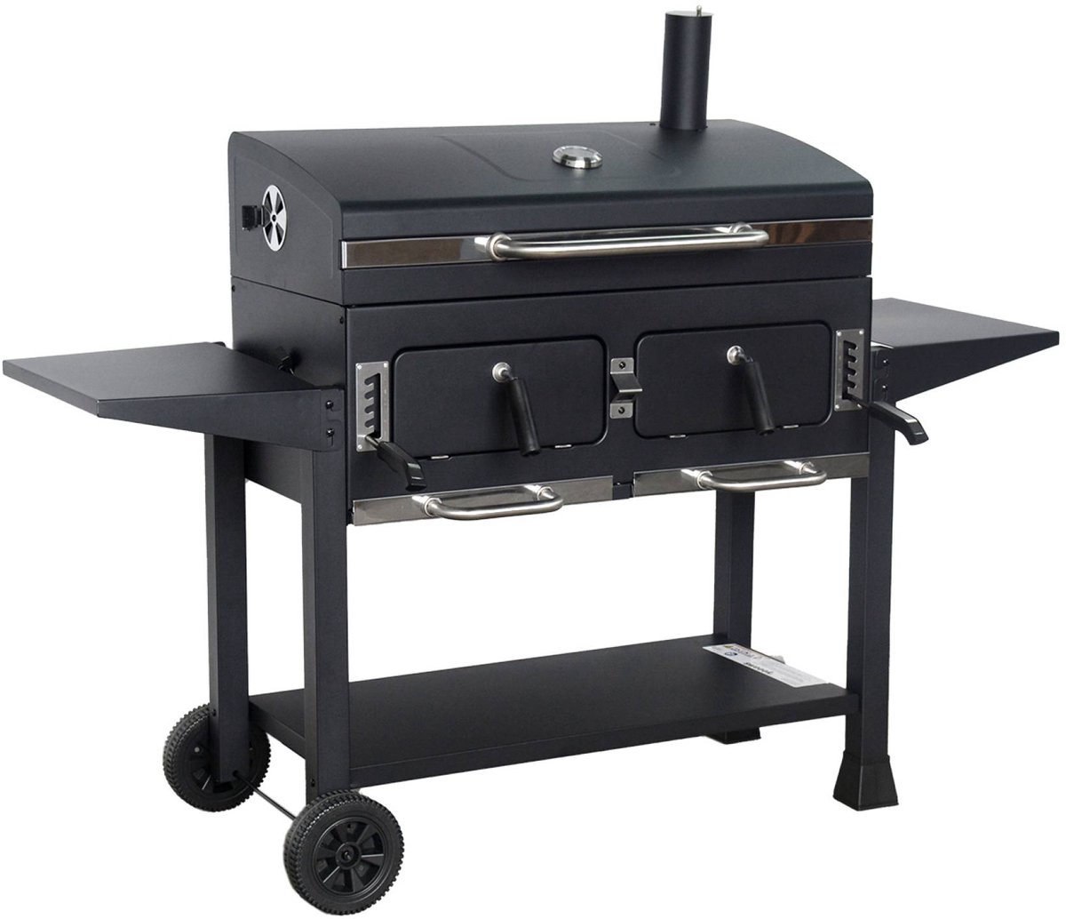 sweeek - Houtskoolbarbecue met luchtroosters, verstelbare houtskoolbak, asopvangbak en inklapbare tafels - bernard xl