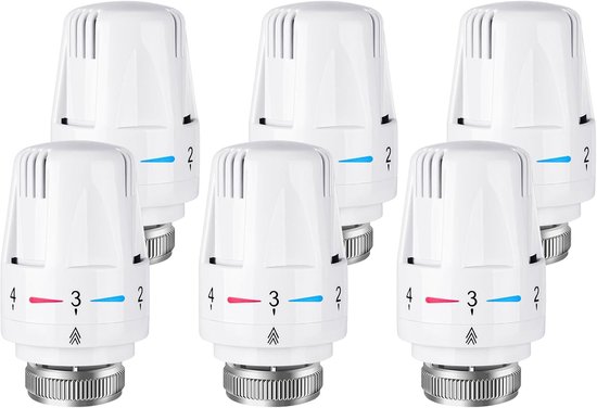 Verpakking van 6 thermostaatverwarmers, M30 x 1,5 handwiel radiatorknop, radiatorthermostaat, thermostatische kraankop, radiatorkraan, standaard radiator, radiatorvervangingskop, voor kantoor en thuis - Cyslmuk®