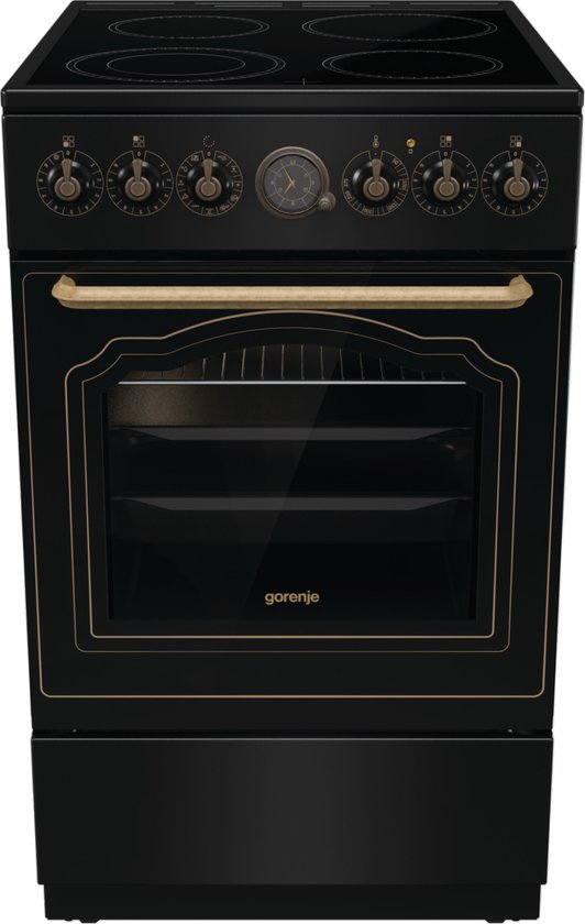 Gorenje GECS5B70CLB, Cuisinière autonome, Zwart, Bouton rotatif, En haut à l'avant, En bas, Tiroir de rangement