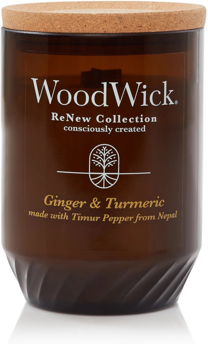 WoodWick ReNew Medium Geurkaars - Ginger & Tumeric - 55 branduren