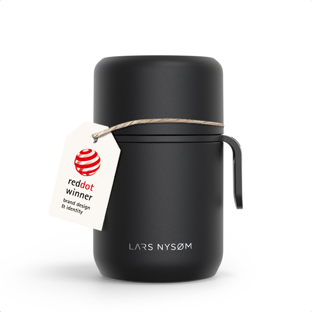 LARS NYSØM Vacuüm Geïsoleerde Voedselcontainer van Roestvrij Staal - Lekvrije Lunchpot voor Warme en Koude Gerechten, Brede Thermosbeker voor Soep, Werk & Reizen (Carbon Black)