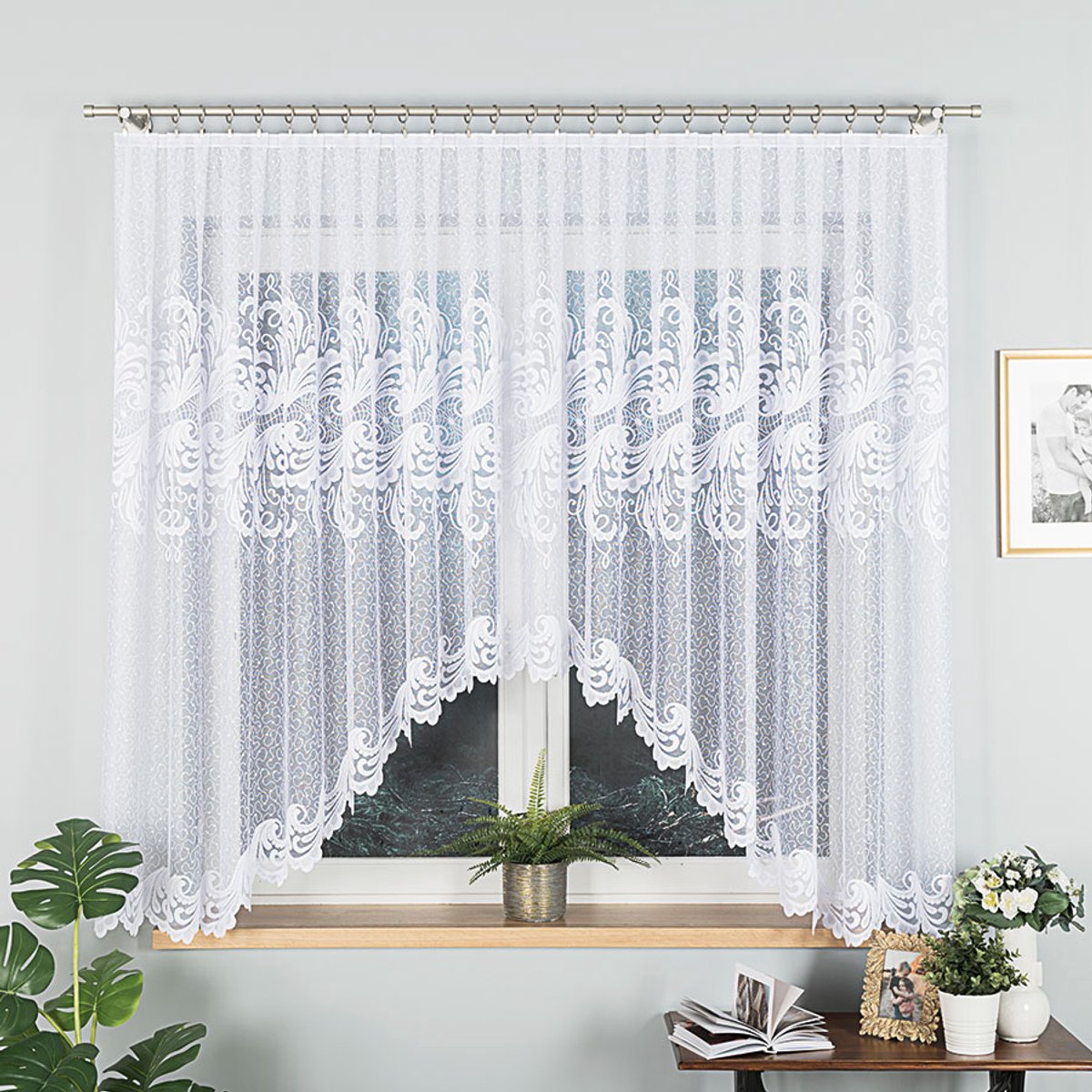 Markizeta IWONA Serie - Jacquard Gordijn - 400x160 cm - Decoratief Onderstuk - Wit