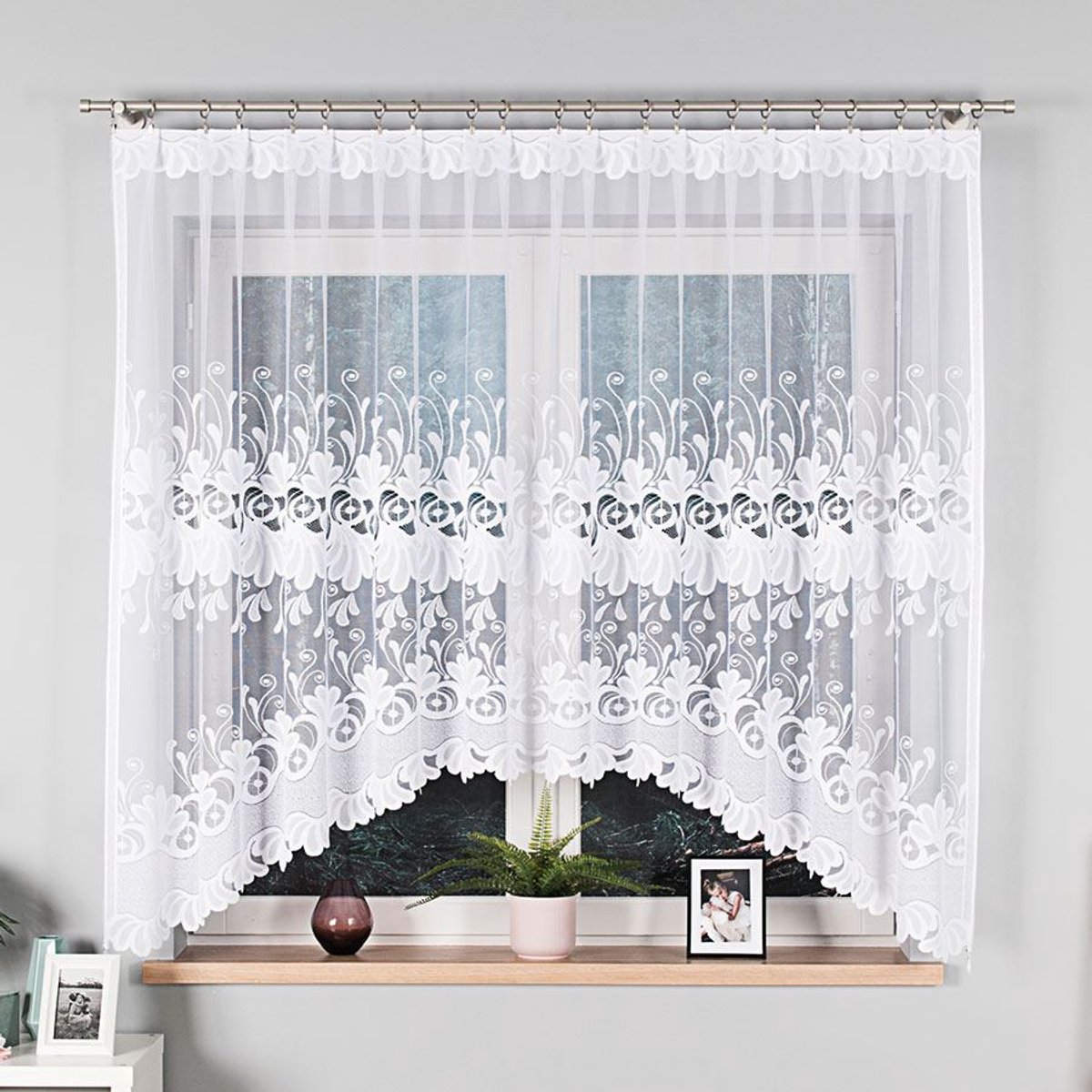 Markizeta Kasjana - Jacquard Gordijn - 320x160 cm - Bovenrand Opknopbaar - Elegante Bloemenpatroon