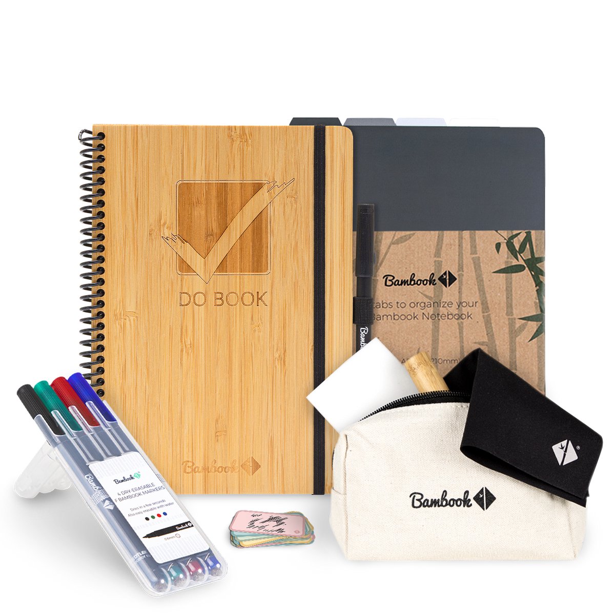Bambook Do-Book 5-delige set | Incl. uitwisbaar notitieboek, Stiftenset, Reinigingsset, Sticky Notes & Tabbladen