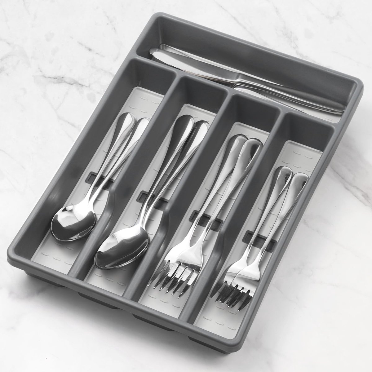 Unyqoos® Functionele bestekorganizer met antislipvoering en vijf ruime vakken