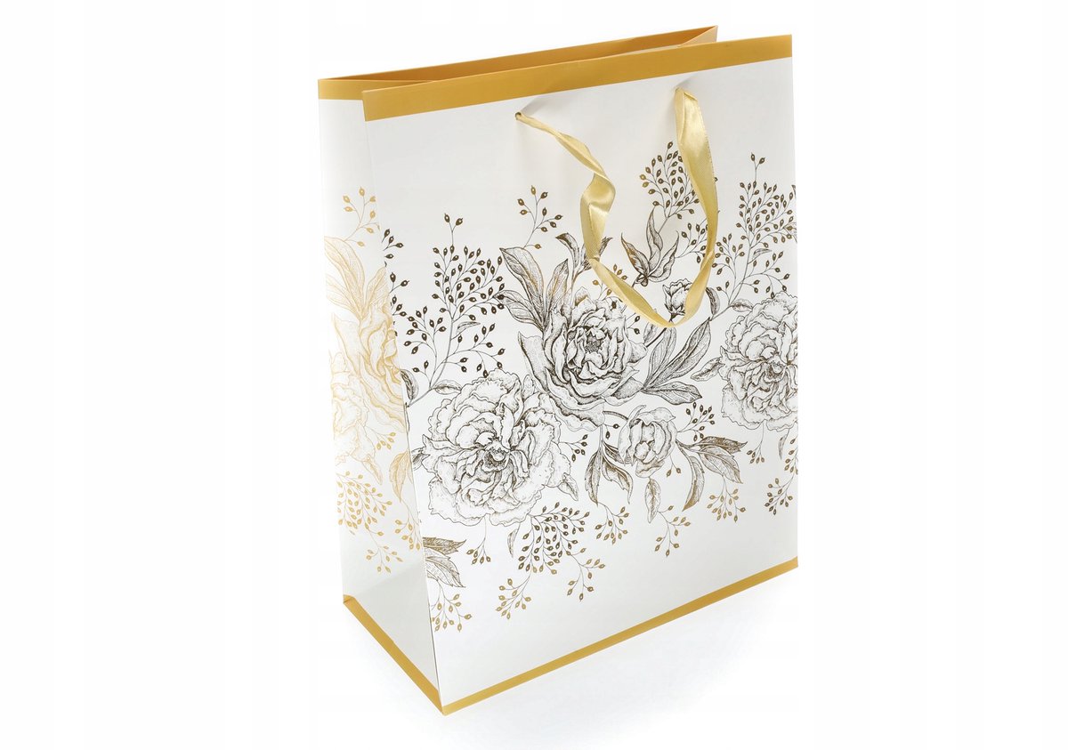 Papieren Cadeautas met Gouden Rozen - Elegant & Decoratief