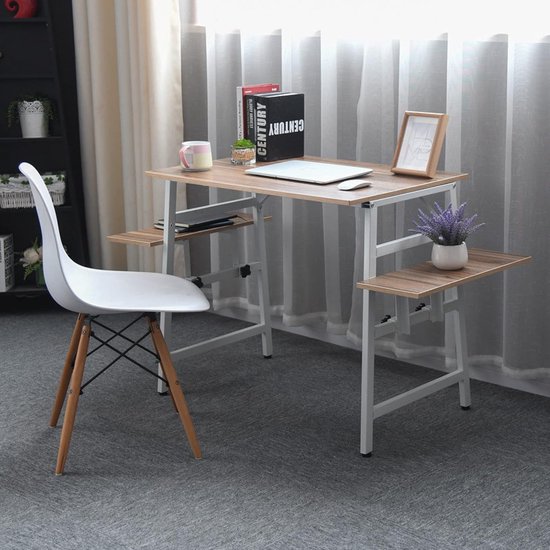 VASAGLE computerbureau, kantoortafel, schrijftafel, met 3 planken, 2
