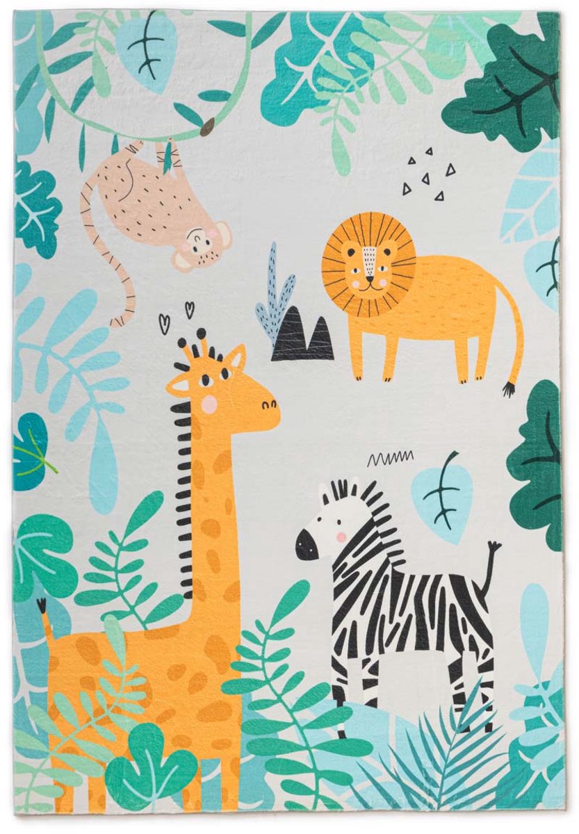 Wasbaar kindervloerkleed - Fluffito Jungle multi 140x200 cm