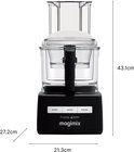 Zwarte Magimix Cuisine 4200XL foodprocessor met afmetingen.