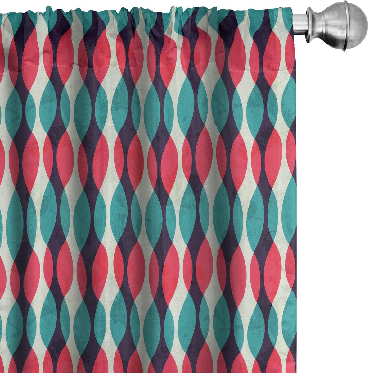 ABAKUHAUS Gordijnen – 2-delige set microvezel geometrisch meerkleurig 75x175 cm