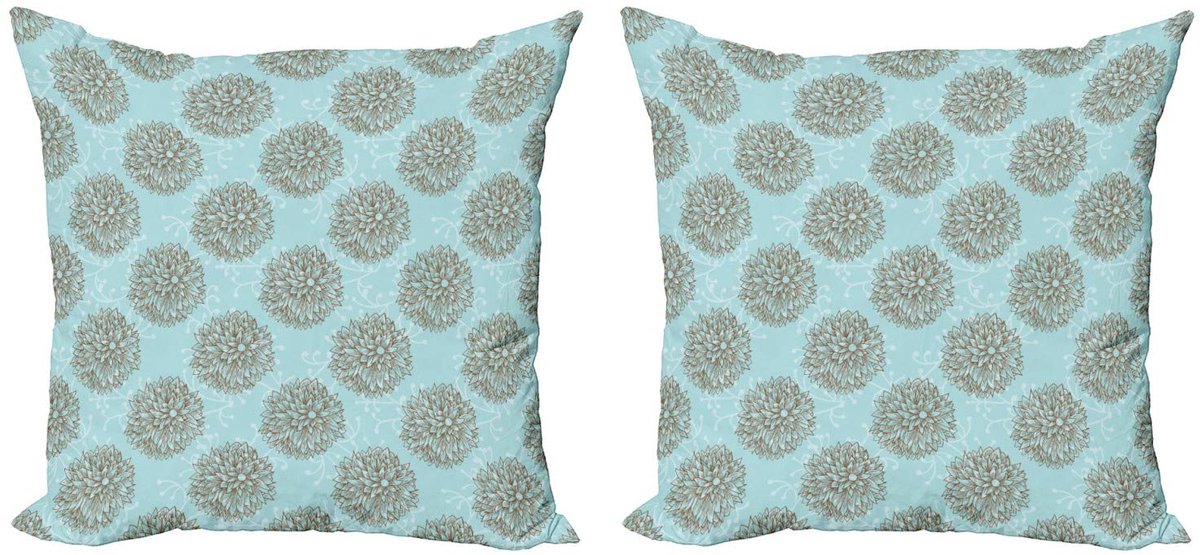 ABAKUHAUS Dahlie-Blume Kussenhoezen – Set van 2x40x40 cm – Dubbelzijdig bedrukt – Met rits – Multicolor Bruin