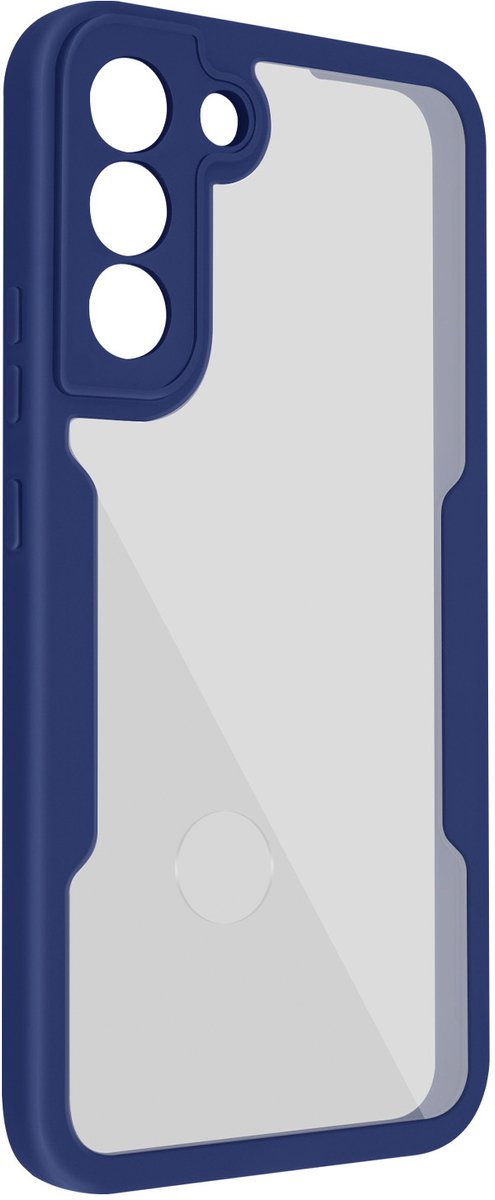 Integraal Hoesje Geschikt voor Samsung Galaxy S22 Achterkant plexiglas, blauw