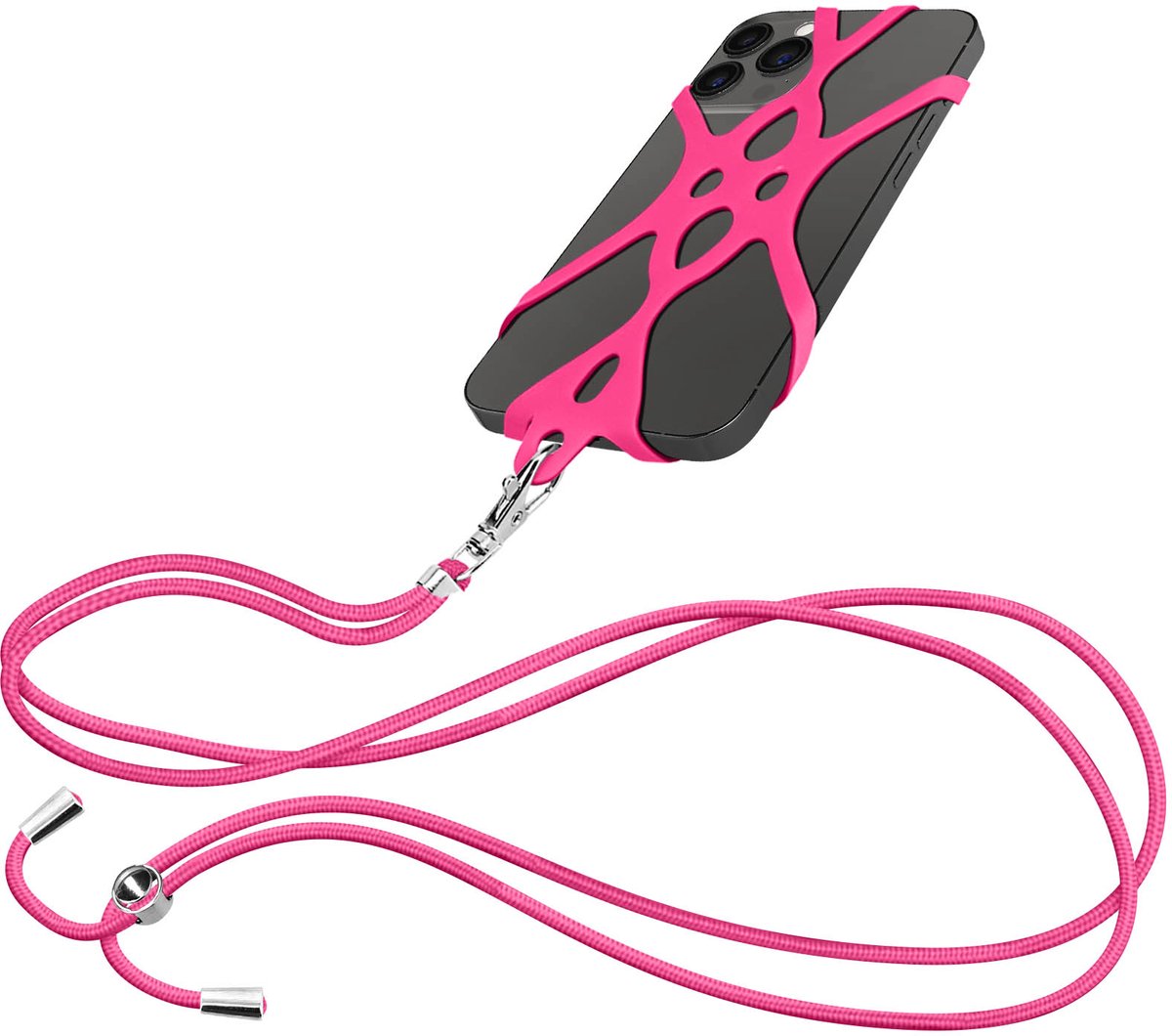 Avizar Universeel Verlengbaar Silicone Smartphone Koord Verstelbaar 90cm, Fuchsia