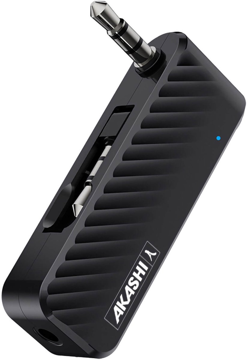 Akashi, Bluetooth 5.0 naar 3,5 mm Jack Audio Adapter Zender / Ontvanger, Zwart