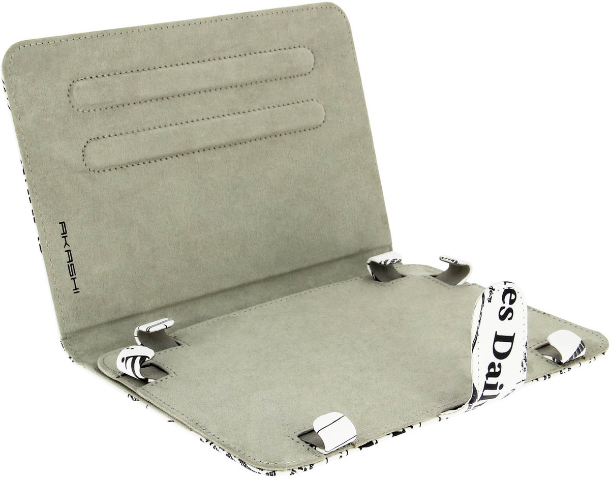 Akashi, Beschermhoes FolioUniversal voor 7'' tot 8'' tablets - Kranten model, Wit