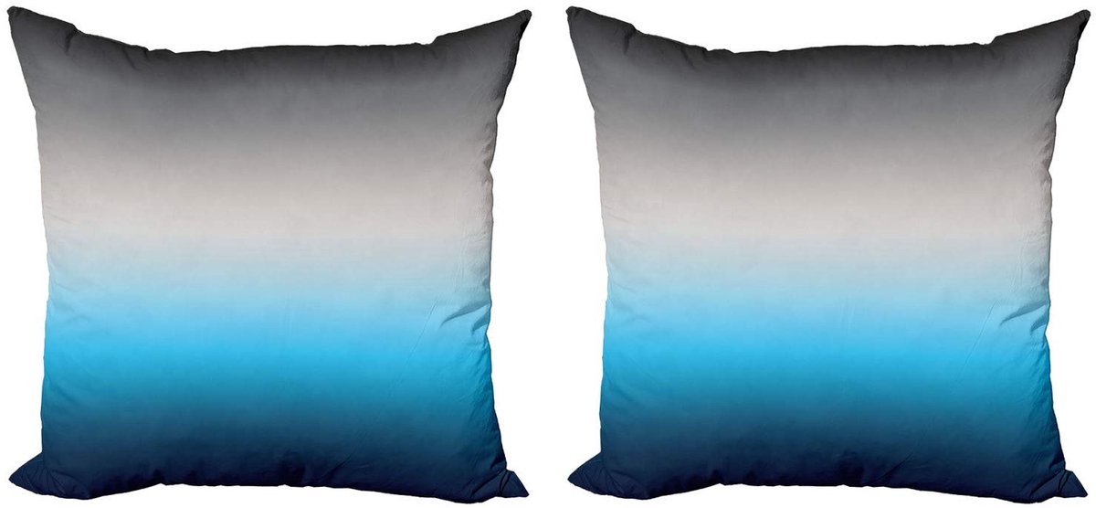 ABAKUHAUS Ombre Kussenbezug-Set – 2x45x45 cm – Grijs/Blauw – Dubbelzijdig