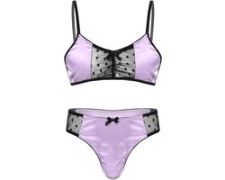 Heren Lingerie Set Satijn BH en Sissy Panties Nachtkleding ondergoed M-3XL