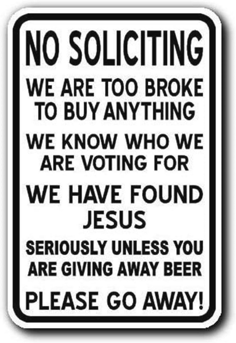 Metalen bord No Soliciting - Perfect voor Binnen en Buiten