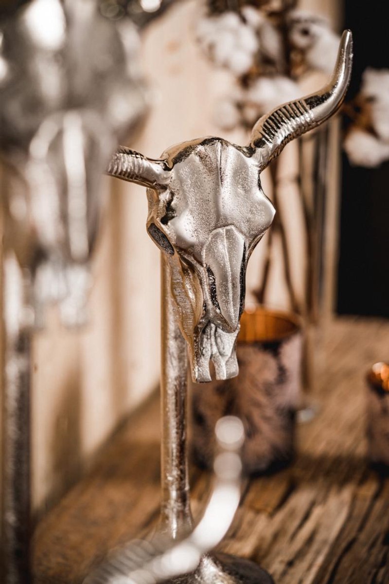 Michael Noll - Schedel stier op standaard - Aluminium - Maat M