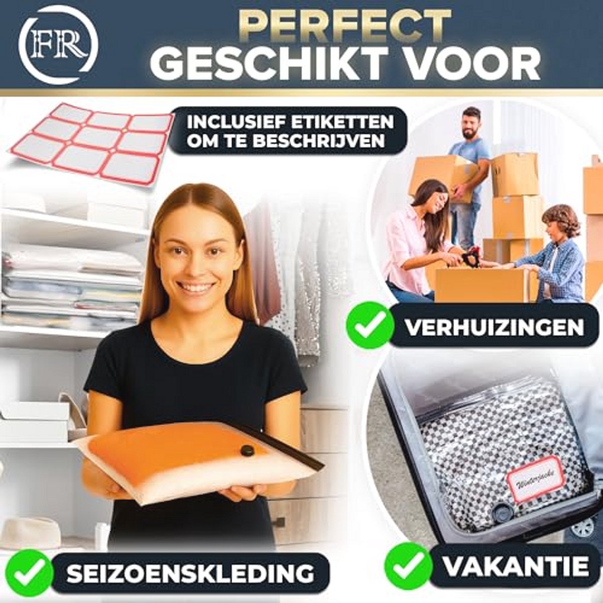Vacuümzakken voor Kleding - 6 Stuks L 80x60cm - Ruimtebesparende Opslagoplossing