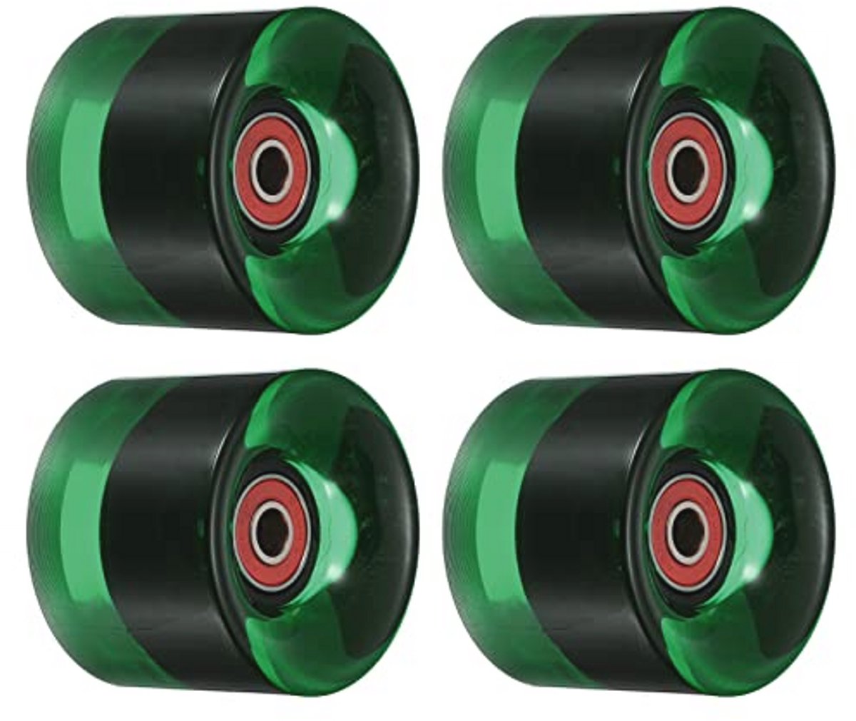 60mm Longboard Wielen met Lager ABEC-9 4 Pack Vervangingswielen voor Skateboards en Cruisers 80A Groen