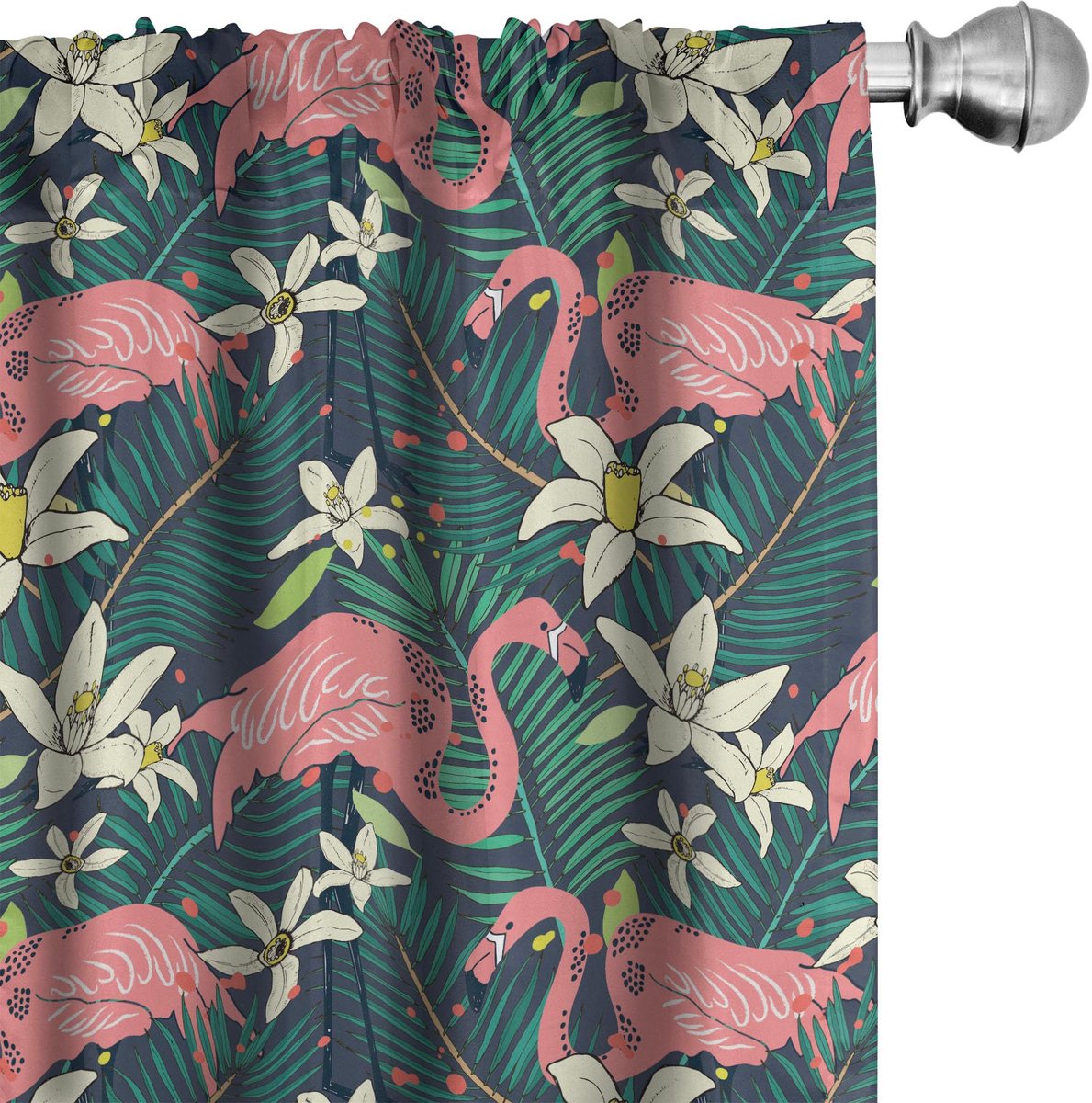 ABAKUHAUS Flamingo Voorhangen – 2x75x245 cm – microvezel Mehrfarbig