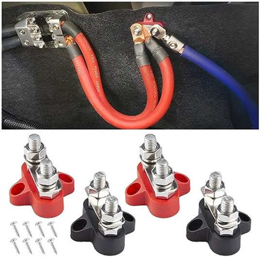 Autobatterie Klemmen PKW LKW 2x Batteriepolklemmen-Set – Für 12V/24V Autobatterien, Mit M8 Bolzen, Schwarz Batterieklemmen 12 V Mit Kabel