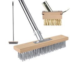 Brosse à Fils Heavy Duty 2-en-1 pour Nettoyage Extérieur – Brosse à Désherber en Acier Inoxydable avec Manche Long