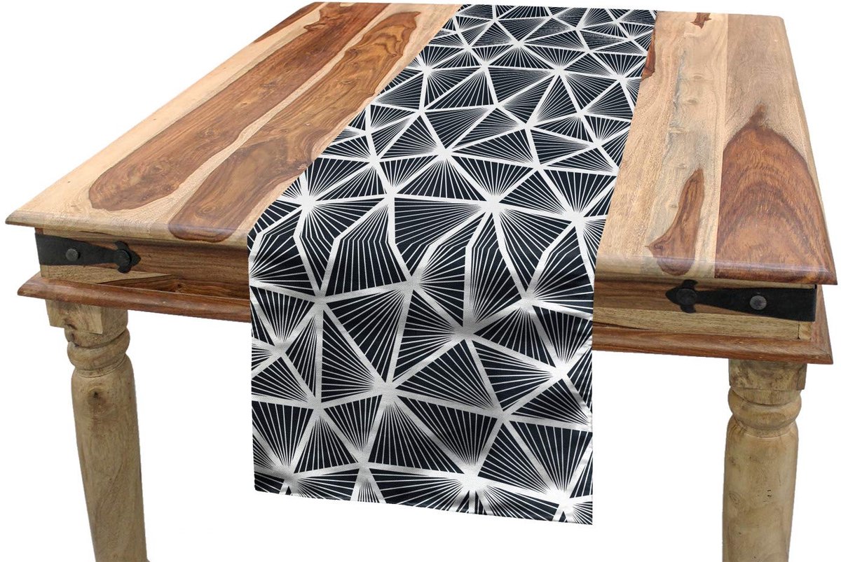 ABAKUHAUS Tafelloper – Geometrische vormen – 40×180 cm – donkerblauw
