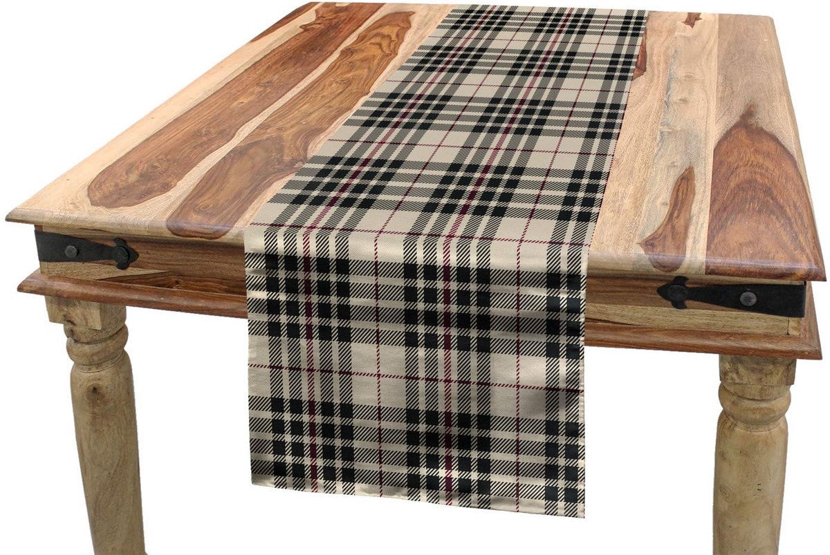 ABAKUHAUS tafelrunner – tartan heraldiek – 40x180 cm – beige